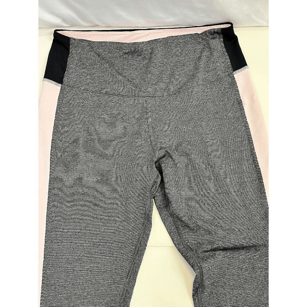 Marika Sport Women's Mid-rise Mid Waist Activewear Capri Black Pink Striped Smal - Picture 3 of 4